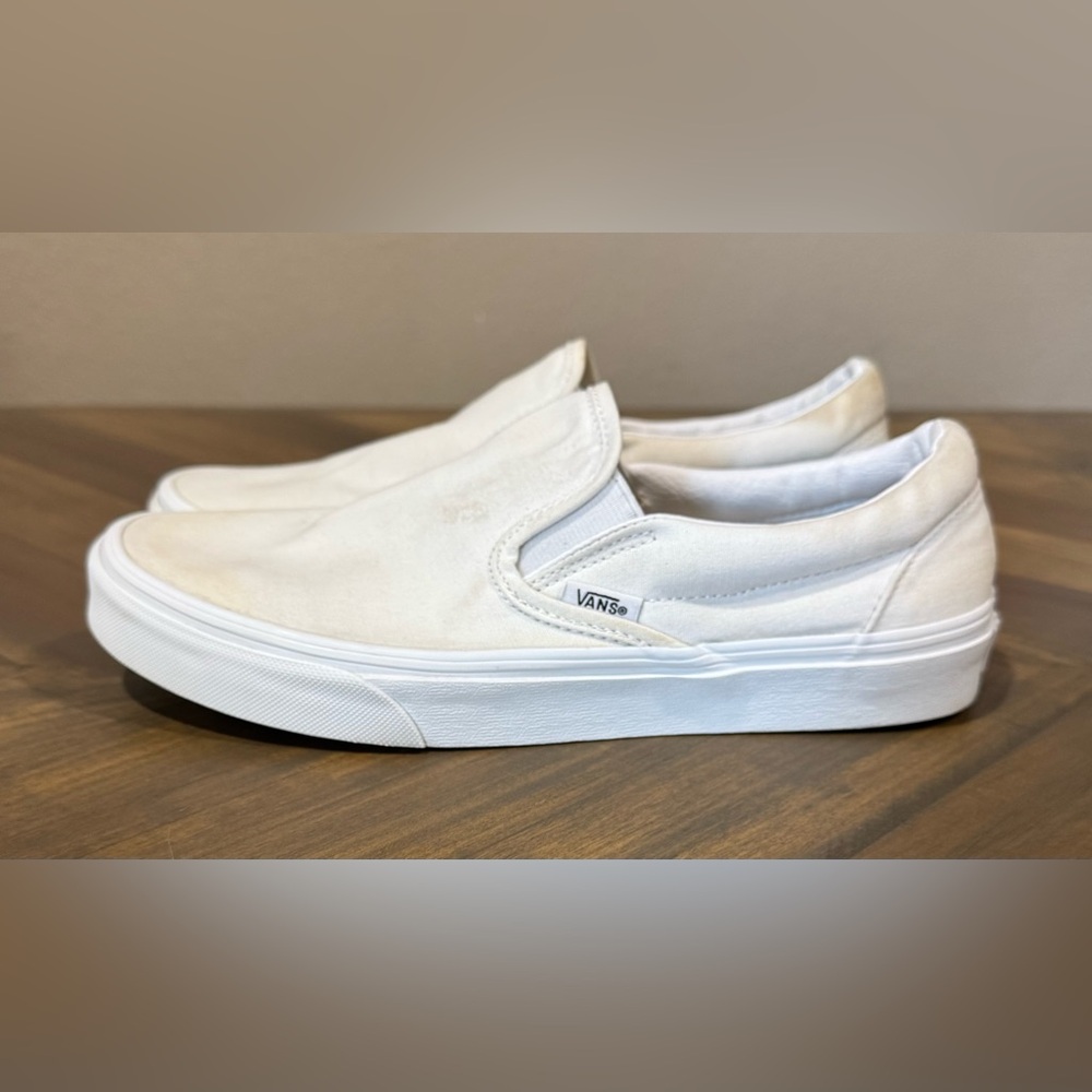 Vans Shoes Womens 9.5/Mens 8 Classic True White Canvas Slip On Sneakers - Picture 6 of 10